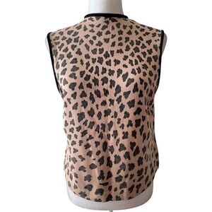 Vintage 90’s Christine Rotelli Leopard print sleeveless top silk blend Size xl